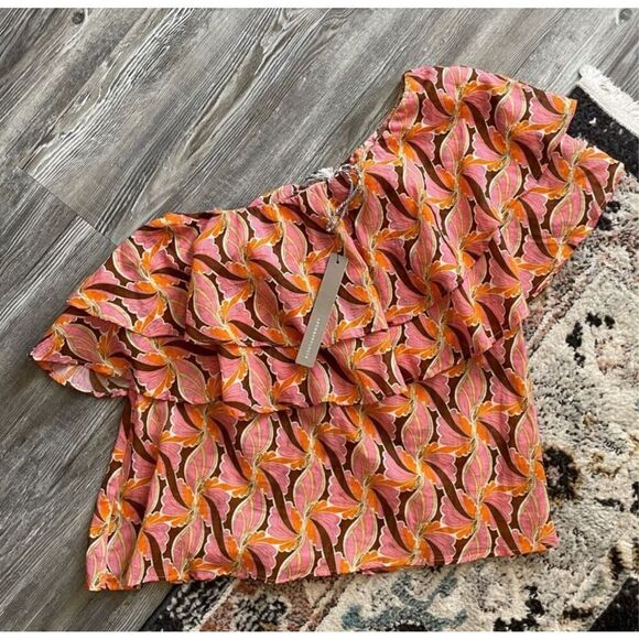 NWT Devotion Twins Platania Ruffled Asymmetric One Shoulder Top, Large $185 E10 - Picture 6 of 9